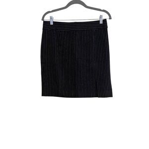 Banana Republic Skirt Women 8 Black White Pinstripe Pencil Front Slit Office